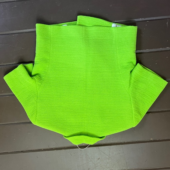 Zara Textured Crop Neon Green Blazer - Picture 6 of 6